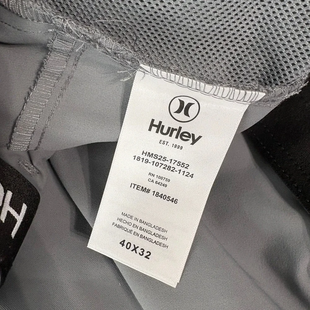 Hurley Water Repellent Hybrid Performance Pants Mens Size 40X32 Gray Stretch NEW